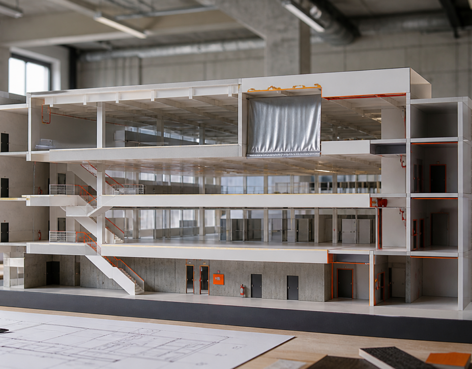 Architectural fire-safety coordination for an open-plan building