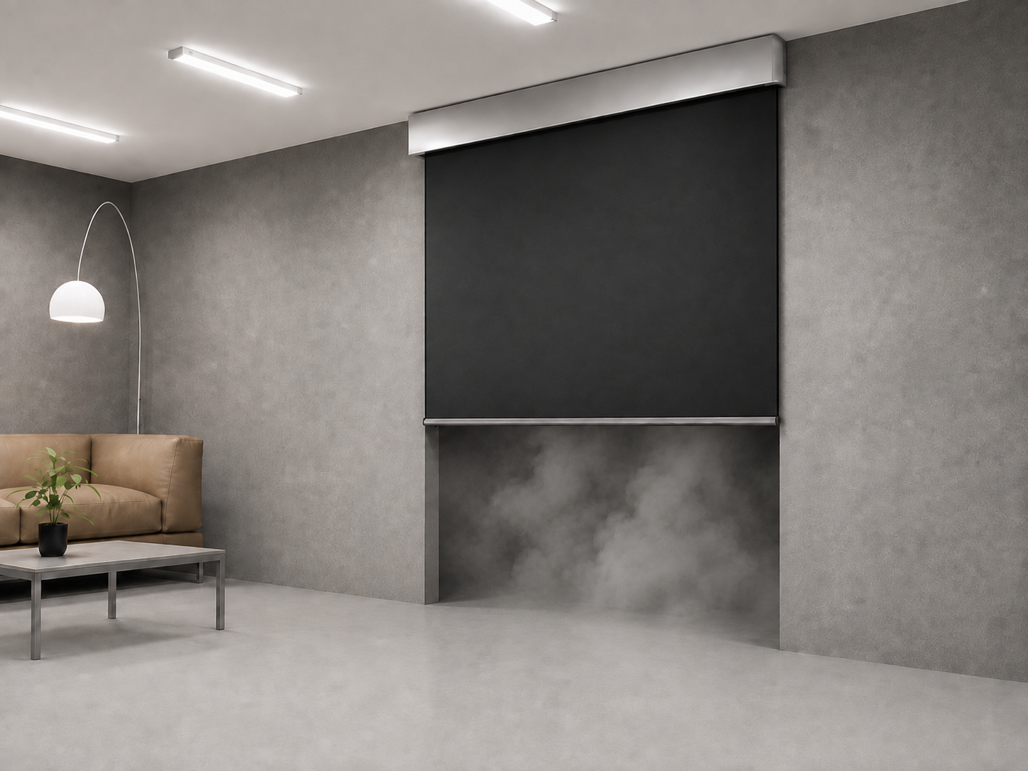 Automatic smoke curtain containing smoke above an opening